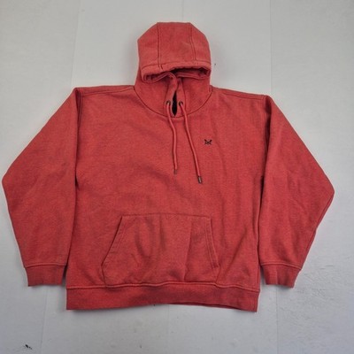CREW CLOTHING Hoodie Medium Rot Herren Pullover Baumwollmischung Logo Sweatshirt