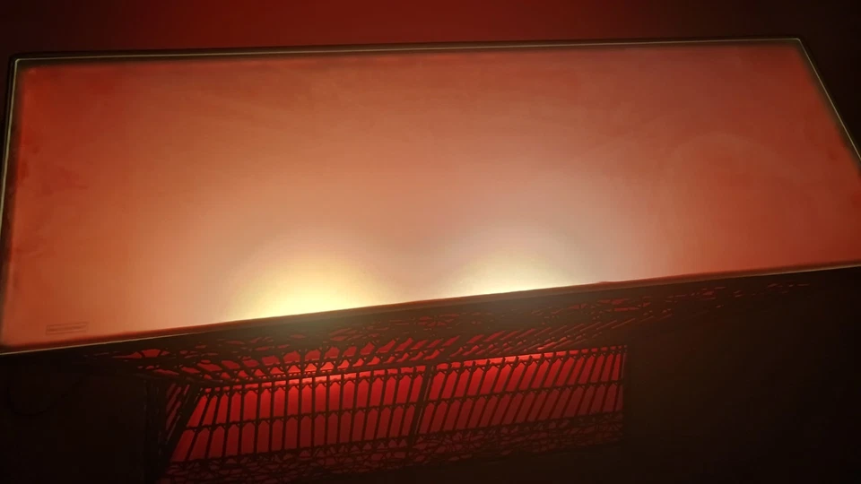 Rattan Console Table & Lamp - Red - Tempered Glass Top - Zain - Image 4 of 4