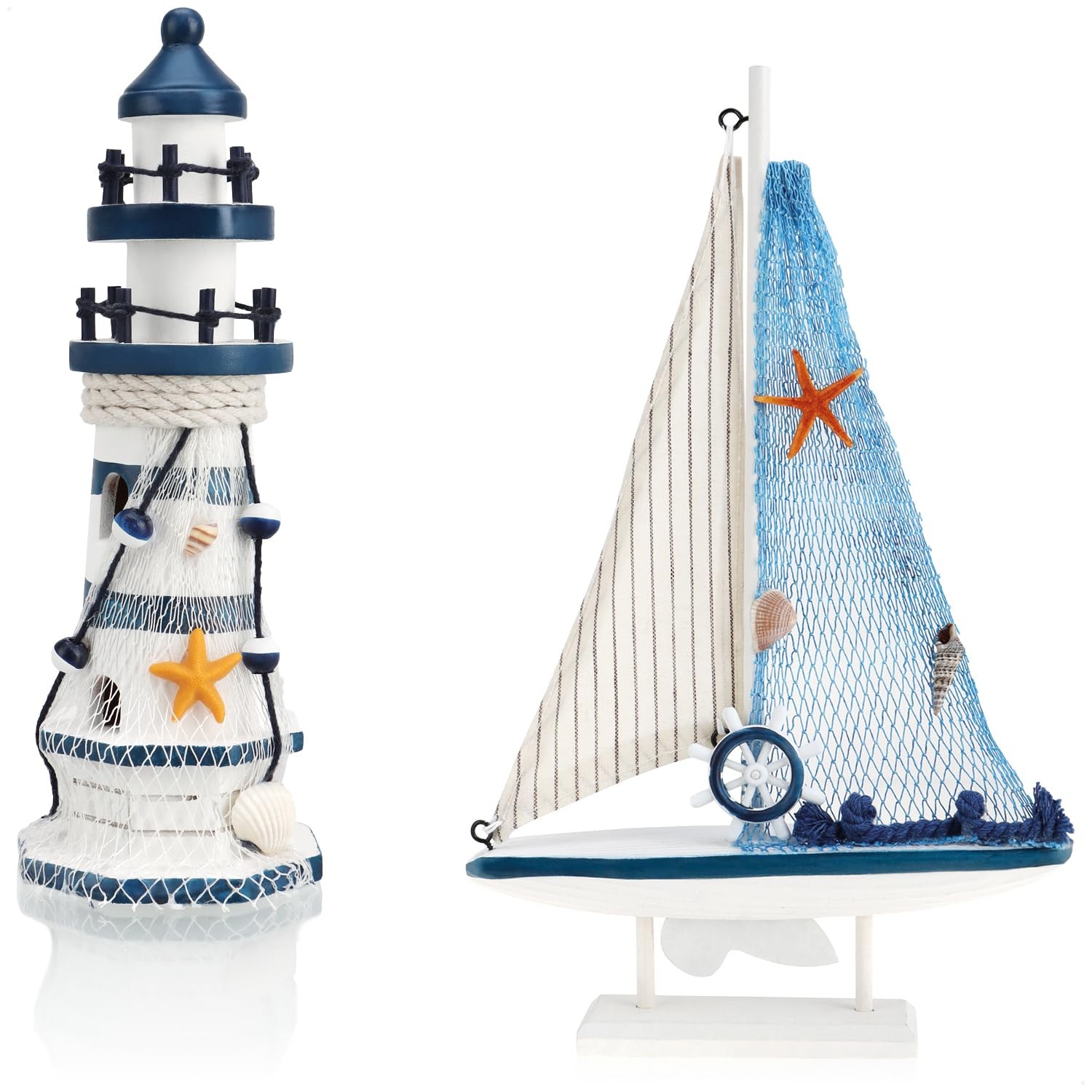 Voilier et phare décoratifs en bois objet déco marine maison de plage