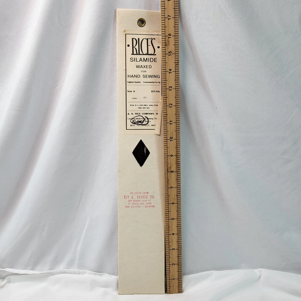 Rice’s Silamide Waxed Hand Sewing Thread Dark Gray 451 Size A 675 Yds Vintage - Image 4 of 4