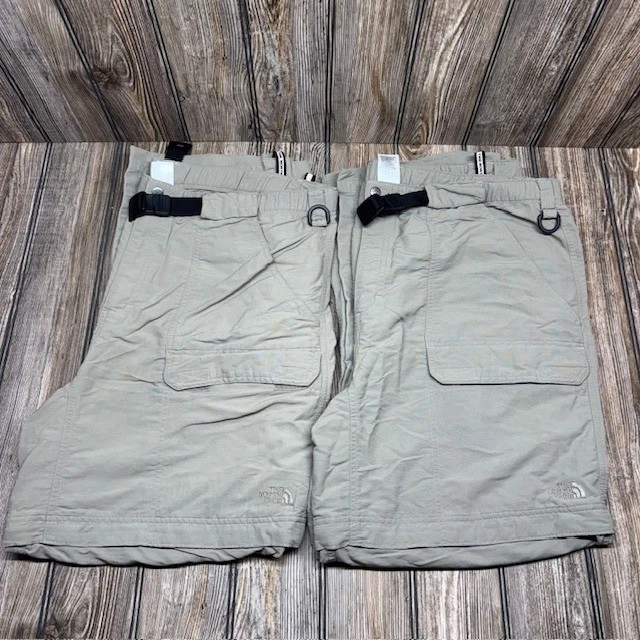 2 Pairs - The North Face Mens XL Short Convertible Cargo Hiking Pants Khaki