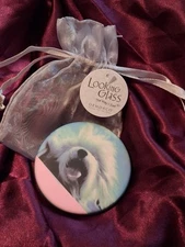 Vintage Windblown poodle themed Demdaco "Looking Glass"  make-up pocket mirror