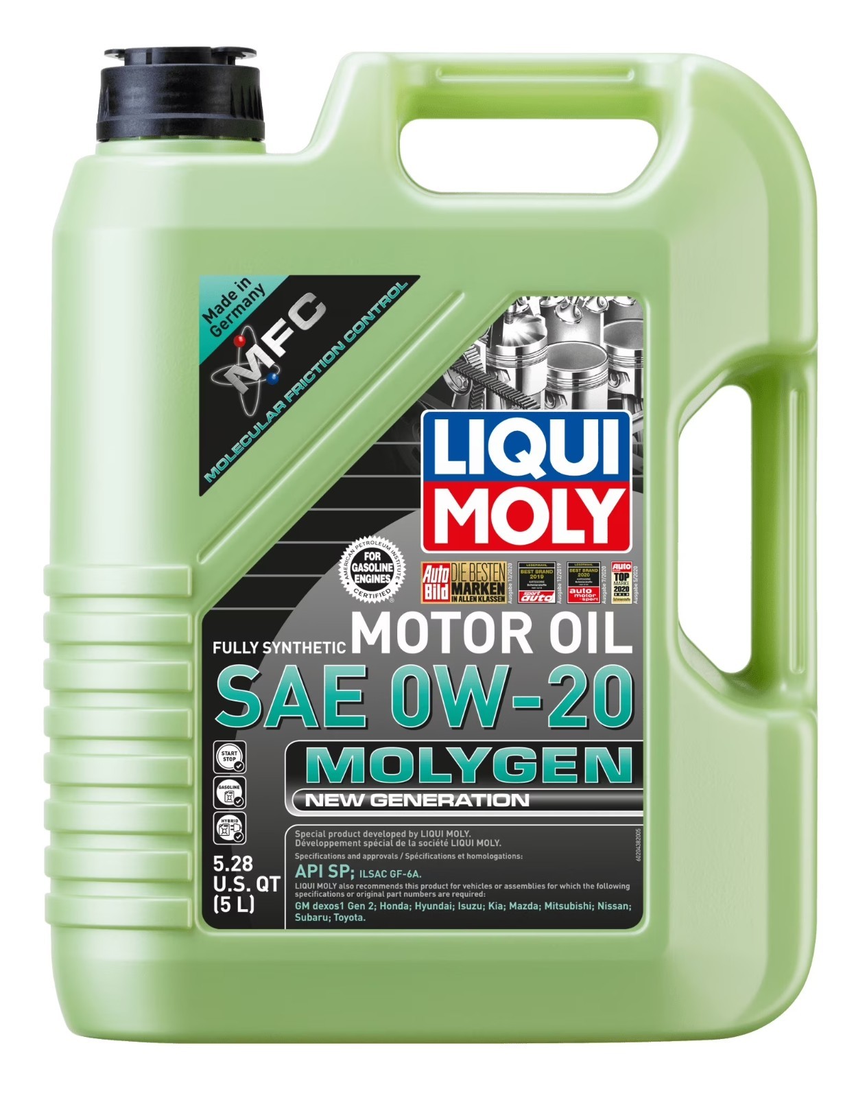 Liqui Moly 20438 Molygen New Generation SAE 0W-20 Synthetic Motor Oil - 5 Liters