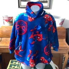 Marvel SPIDER-MAN Boys FLEECE BLANKET HOODIE Oversized Size 4-10 Fits Most