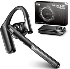 Bluetooth Headset V6.0, Open Ear Wireless Earpiece with Noise Canceling Mic, 96H