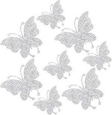 8 Pcs Crystal Rhinestone Butterfly Car Stickers, Silver Shiny Bl Color: Silver