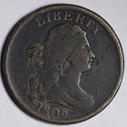 1806 SMALL 6 Draped Bust Half Cent VF E107 AGCCM