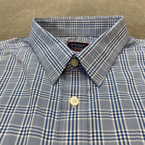 UNTUCKit Shirt Mens XL Blue Plaid Morisoli Regular Fit Long Sleeve Performance - Picture 2 of 10