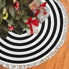 60 Black and White Halloween Tree Skirt Tassel Lace, Merry Xmas Ornaments Holida