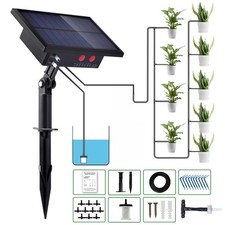 50FT Solar Automatic Drip Irrigation System Kit Plant Watering Timer Set Lawn