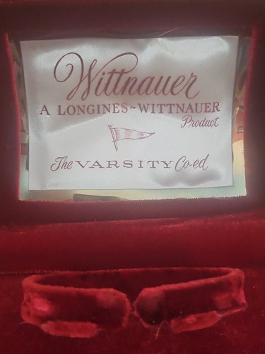Vintage Longines Wittnauer Empty Wrist Watch Box Gold Tone Plastic Varsity Co-Ed - Picture 5 of 12