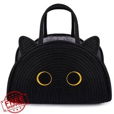 Hkojewp Black Cat Baby Diaper Caddy Organizer, Cute Cat Woven Cotton Rope Bas...