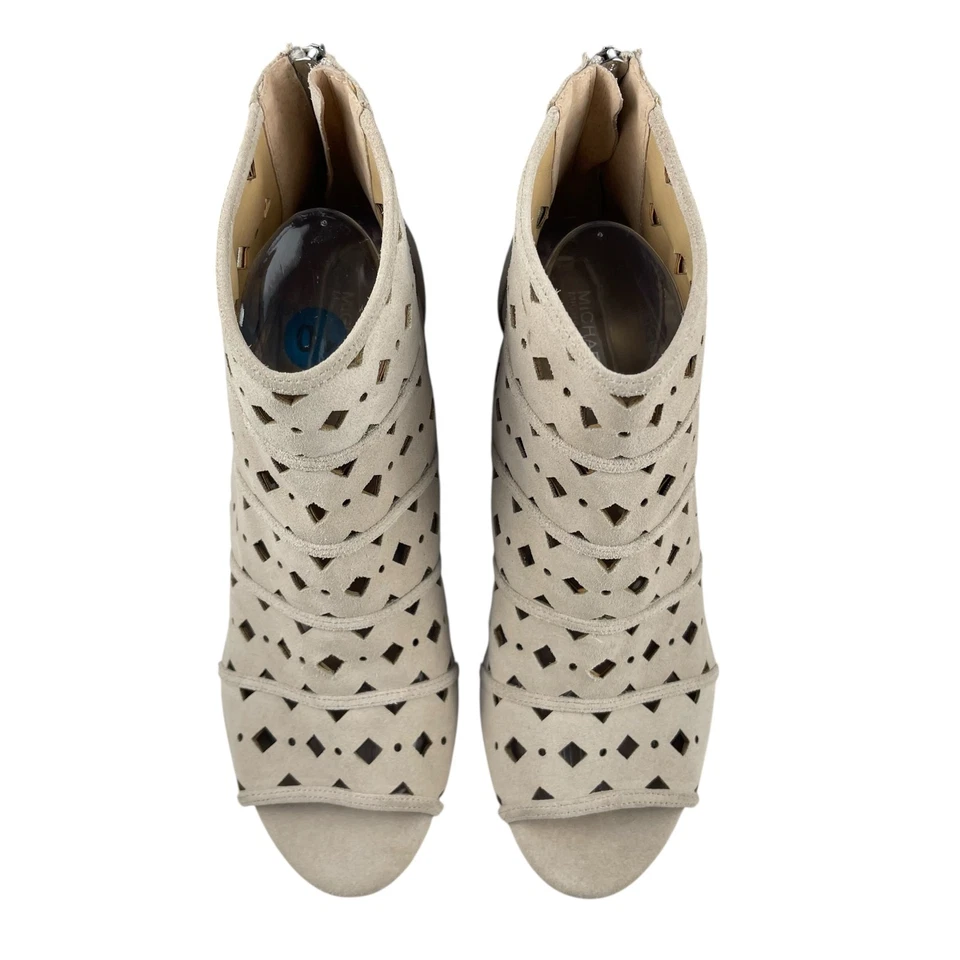 Sandalias botín de cuña Michael Kors para mujer talla 10M gamuza topo punta abierta recortada Foto 2 de 4