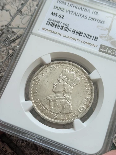 Lithuania 10 Litu 1936 NGC MS62