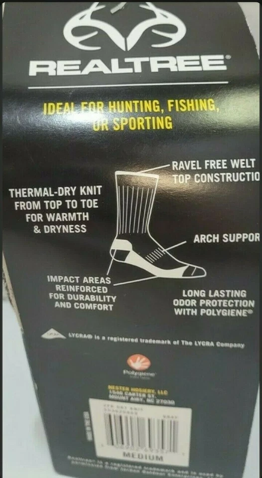 Realtree Dry Knit Thermal Heavyweight Socks 2-Pair Grey Size Medium - Image 2 of 4