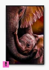 Wall Art Home Décor Digital Print Colorful Elephant Abstract Wall Picture Framed