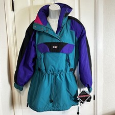 Nwt Vintage Cb Sports Jacket Womens Medium Purple Green Nylon Ski Jacket Coat