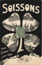 Old postcard Soissons Porte bonheur for (158975)