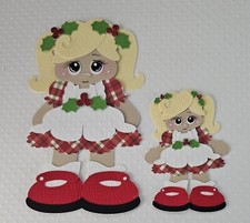 Christmas Girl Blond Hair  Dolly Standing. Scrapbook, Card Making Paper Piecing