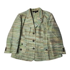 Kasper Blazer Womens 14 Green Multi Three Button Ships Within 1 Business Day