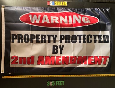 Donald Trump Flag FREE USA SHIP Warning Protected By 2nd Desantis USA Sign 3x5'