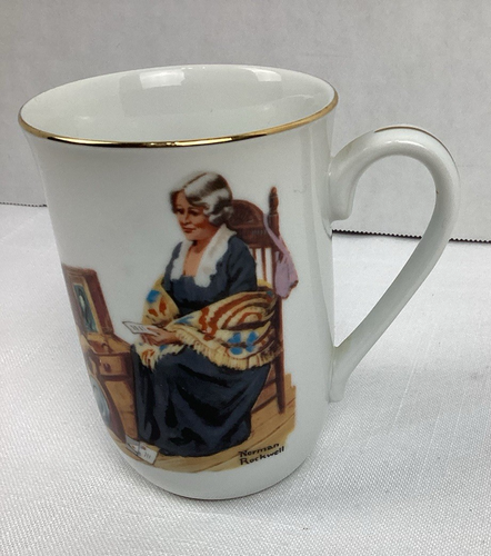 Norman Rockwell Memories Tea Coffee Mug Cup with Gold Trim, Women Reading - Picture 2 of 9
