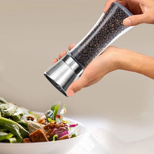 1pcs Salt and Pepper Grinder Glass Bottle High Quality Stainless Steel 200ml - Picture 2 of 9