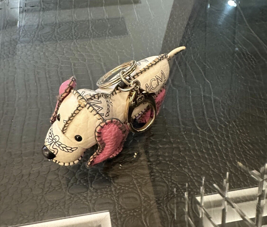 MCM Dog in Pink & White Keychain Bag Charm | eBay
