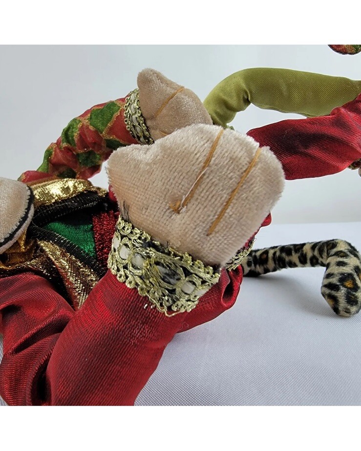 Christmas Elf Monkey Poseable Shelf Sitter Plush Red Green Cheetah
