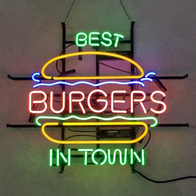 Best Burgers In Town 60cm Glas Neonreklame Restaurant Wand Dekor Werbeschild