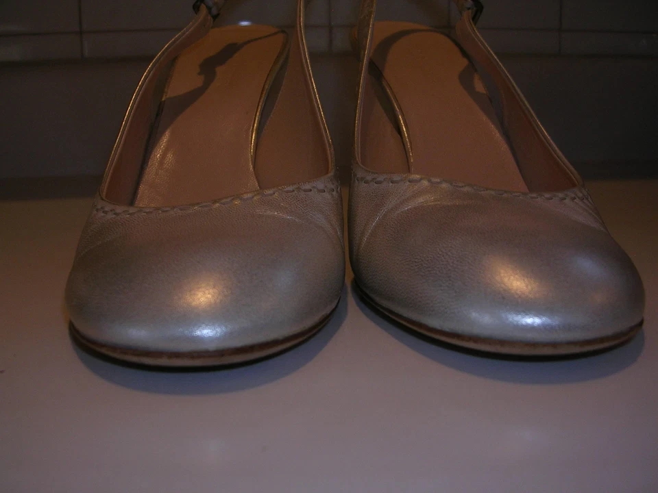 Bombas traseiras JIL SANDER couro champanhe biqueira redonda 40,5 - Imagem 2 de 4