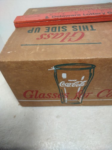 (12) vintage 1965 LIBBY COCA COLA 10 OZ GLASSES IN ORIGINAL BOX restaurant ware - Picture 2 of 10