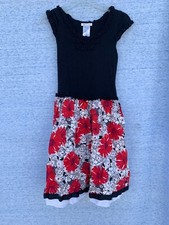 SALE @ Vintage Hibiscus Luau Hawaii BONNIE JEAN Girls Floral Dress Sz 14 ❤️tb9j3