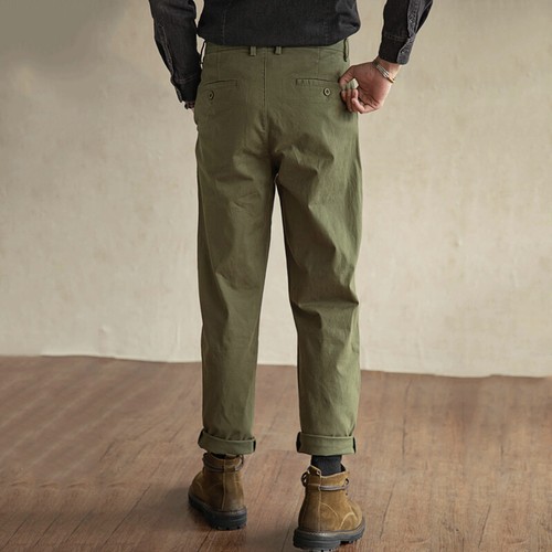 Herren Chino Hose Retro Freizeit Stretch Relaxed Fit Cargo Arbeit Khaki Hose - Bild 9 von 18