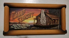 Rivers Edge Products Wooden Wall Art W Camp Sunset w/raised Cabin Decor