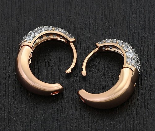 Luxus Ohrringe Creolen Zirkonia 750er Gold 18K vergoldet Gelbgold Damen 16mm - Bild 4 von 5