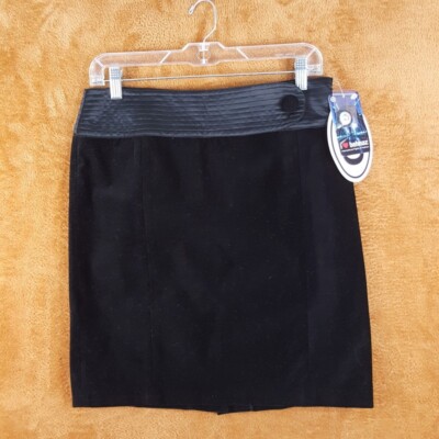 BEHNAZ SARAFPOUR Skirt Size 7 Black Pencil Velvet Knee Length TARGET