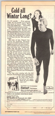 1981 PRINT AD Damart Thermawear Portsmouth NH Cold All Winter Long? Underwear