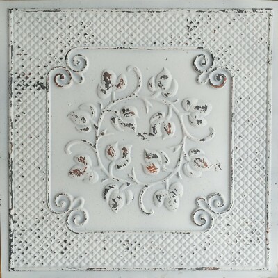 Ceiling tiles Faux tin distress crack white decor Bar wall panel PL66 DCWB 10pcs