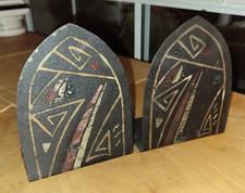 Modernist Textured Polychrome Bookends