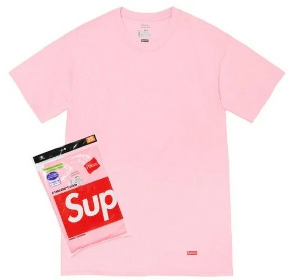 FW21 Supreme Hanes Pink Tees 2 Pack T shirts size XL New And Unopened Underwear