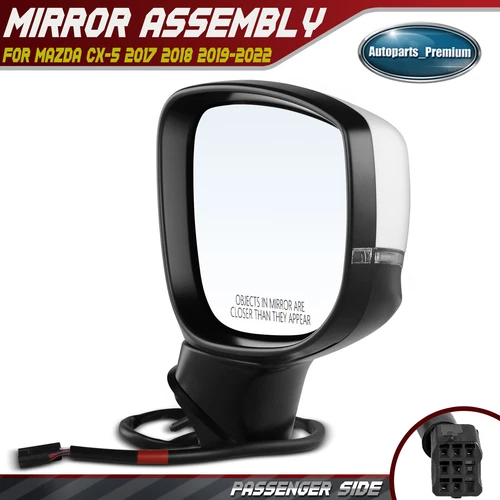 Passenger Power Mirror w/ Manual Fold Signal Blind Spot for Mazda CX-5 2017-2022