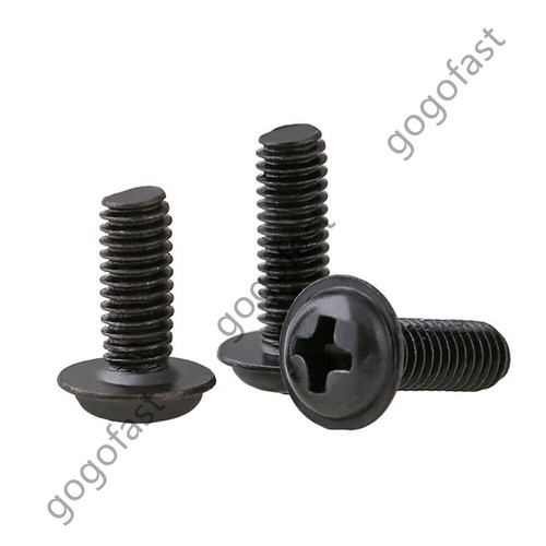 M2 M2.5-M6 Black Carbon Steel Flanged Phillips Cross Button Head Machine Screws - Picture 8 of 12