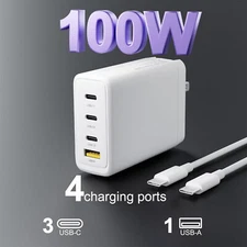 New GaN 100W USB C Charger 4-Ports Adapter for iPad iPhone 16 15 14 13 12
