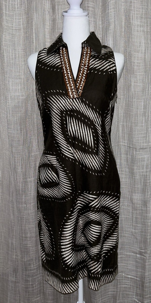 Spense Beaded Summer Dress Size 6 Fully Lined Wood & Shell Beads