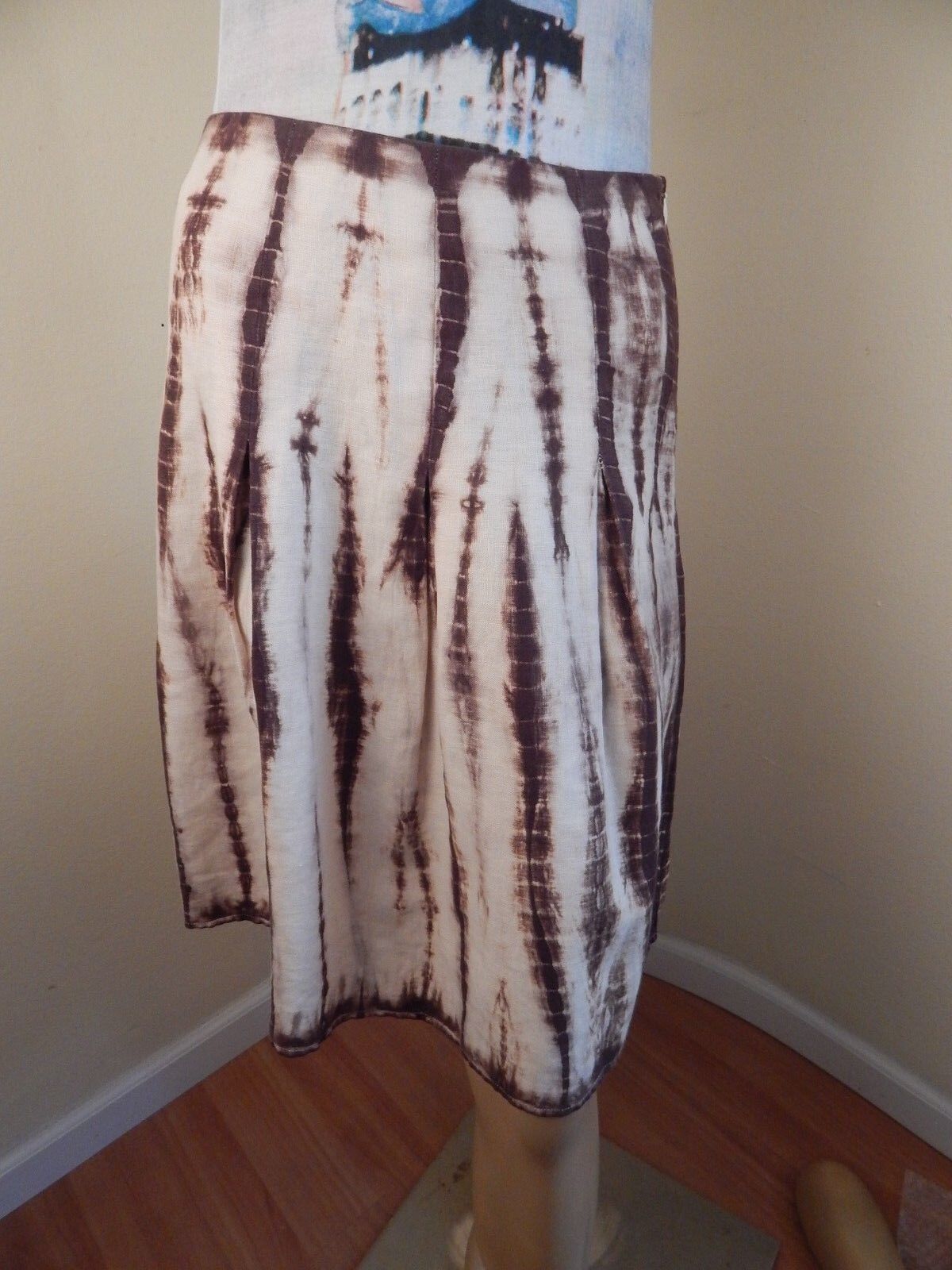 michael kors brown linen skirt, size 4, tie dye - image 2