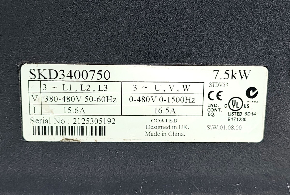 Emerson SKD3400750 Commander SK Inverter Drive 3Ph, 0-480V 0-550Hz
