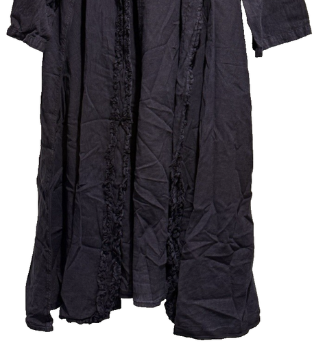 April Cornell Cover Up Duster Layering Top - Navy Blue 100% Cotton Ruffle, SZ 1X - Picture 5 of 10