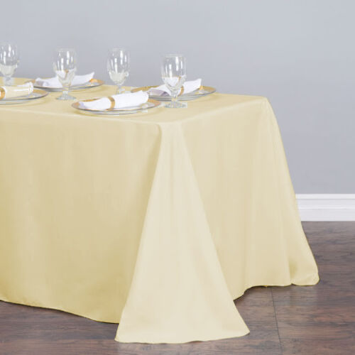 LinenTablecloth 90 x 156 in. Rect Poly Tablecloths,33 Color! Wedding Event Party - Picture 20 of 67