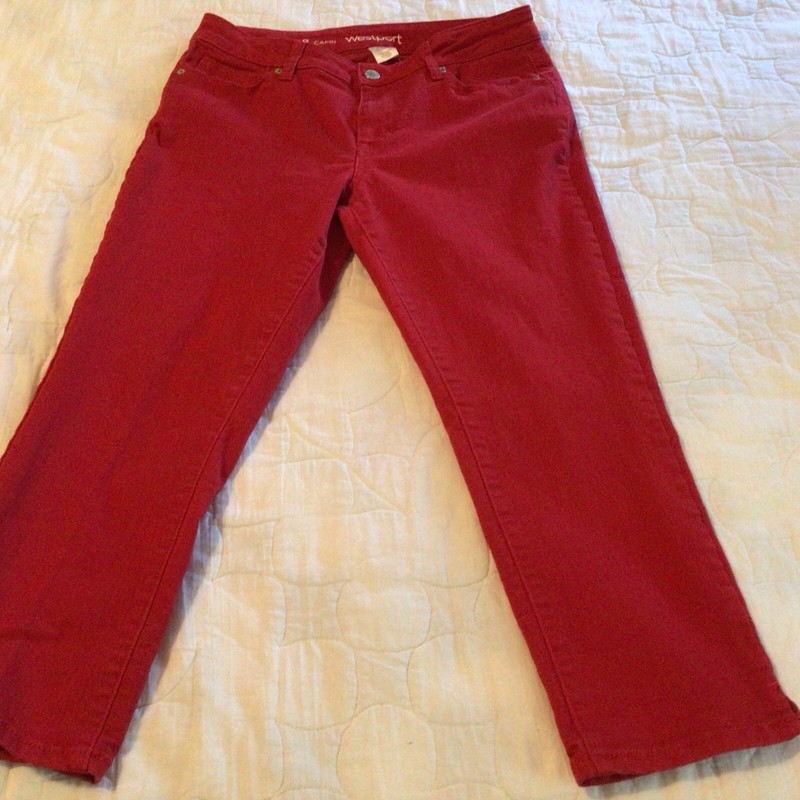 Westport Womens Signature Fit Capris Size 8 Red Cuff Vent Casual Summer Coastal